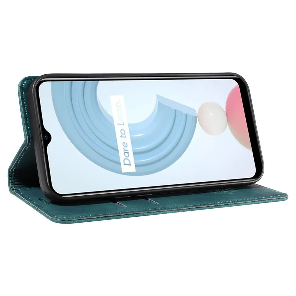 BETOPNICE 003 For Realme C21 4G / C21Y / C25Y Leather Phone Case RFID Blocking Cover (with Fingerprint Hole) - Green - 3