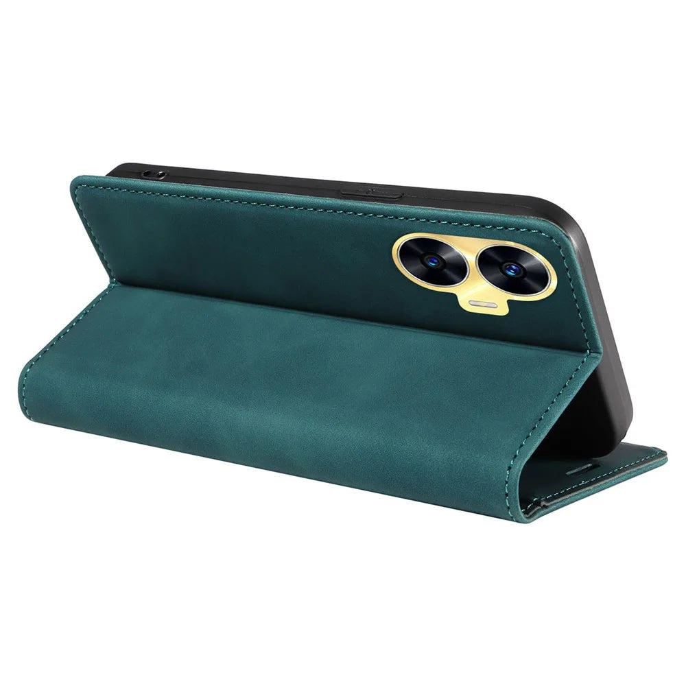 BETOPNICE 003 RFID Blocking Wallet Case for Realme C55 4G ,  PU Leather Stand Phone Cover - Green - 4