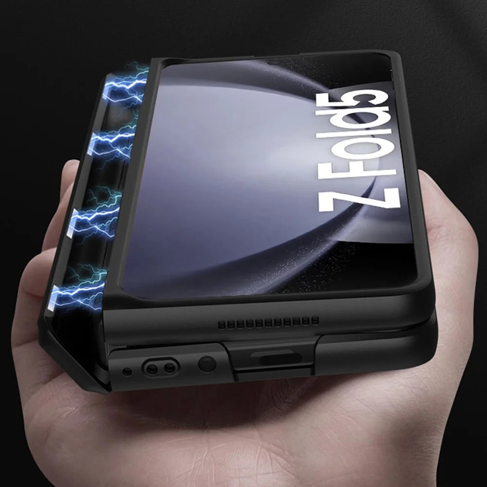GKK For Samsung Galaxy Z Fold5 5G Kickstand PC Phone Case Magnetic Hinge Folding Phone Cover - Black - 4
