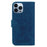 For iPhone 15 Pro Wallet Phone Case Stand Rose Butterfly Imprinted PU Leather Phone Cover - Blue - 7