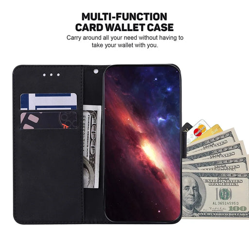 For iPhone 15 Pro Geometry Imprinted PU Leather Wallet Stand Phone Shell Mobile Case - Black - 2