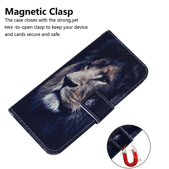 For iPhone 15 Pattern Printing Flip Cover PU Leather Stand Wallet Phone Case - Lion - 4