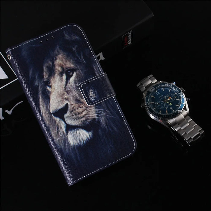 For iPhone 15 Pattern Printing Flip Cover PU Leather Stand Wallet Phone Case - Lion - 6