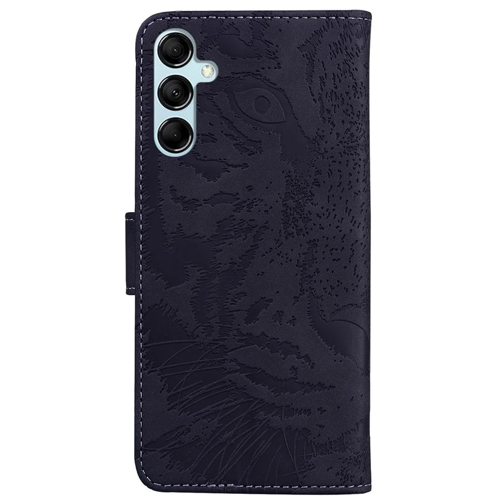 For Samsung Galaxy M54 5G / F54 5G Tiger Imprint Phone Case Leather Stand Wallet Anti-drop Cover - Black - 7