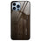 For iPhone 15 Pro Wood Grain Pattern Tempered Glass + TPU Cover Anti-scratch Phone Case - Black - 1