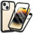 3-in-1 Phone Case for iPhone 15 Plus Full Protection TPU+PC Cover with PET Screen Protector - Black - 1