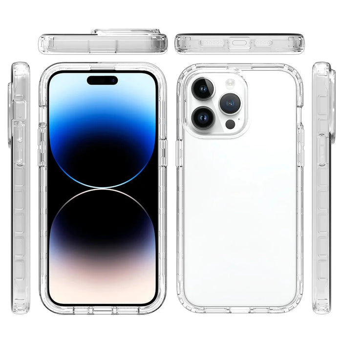 For iPhone 15 Pro Max Gradient PC+TPU Phone Case Anti-scratch Cover with PET Screen Protector - Blue - 4