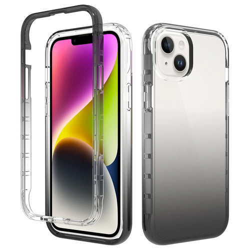 Clear Phone Case for iPhone 15 Plus , TPU + PC Drop Resistant Cell Phone Cover - Gradient Black - 1