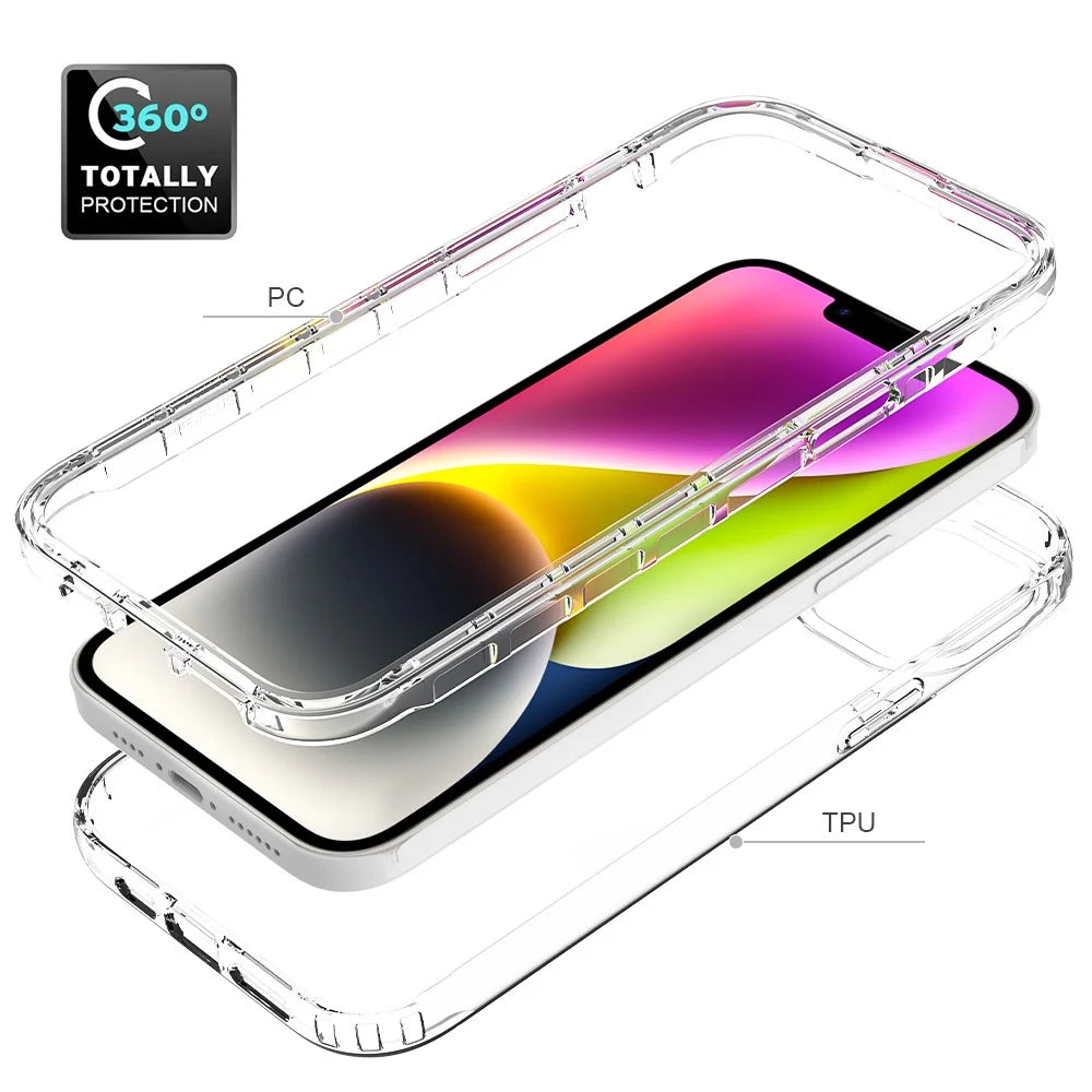 Clear Phone Case for iPhone 15 Plus , TPU + PC Drop Resistant Cell Phone Cover - Gradient Black - 3
