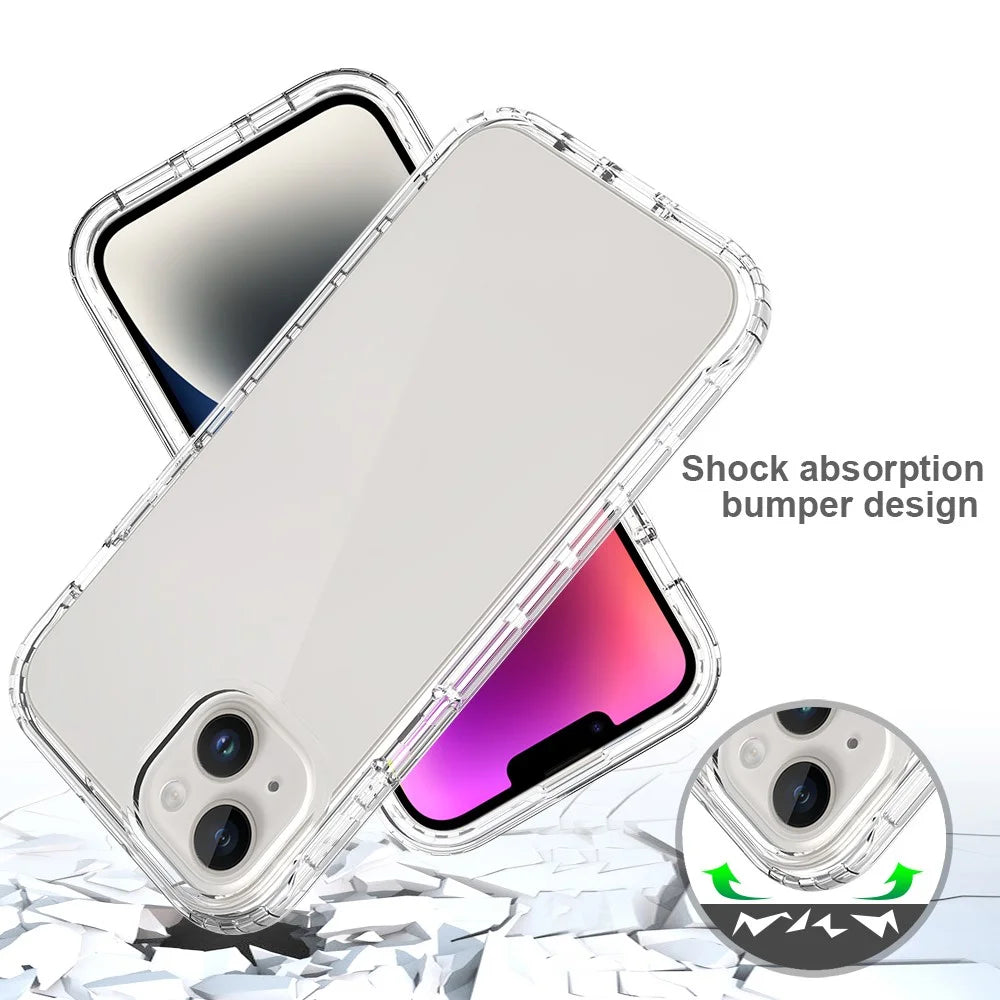 Clear Phone Case for iPhone 15 Plus , TPU + PC Drop Resistant Cell Phone Cover - Gradient Black - 4