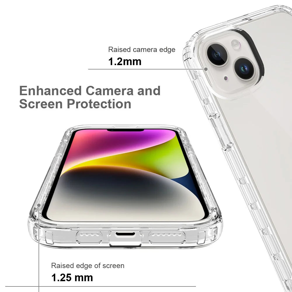 Clear Phone Case for iPhone 15 Plus , TPU + PC Drop Resistant Cell Phone Cover - Gradient Black - 5
