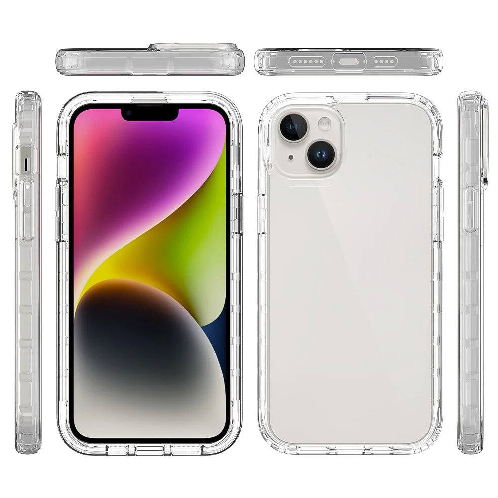 Clear Phone Case for iPhone 15 Plus , TPU + PC Drop Resistant Cell Phone Cover - Gradient Black - 6