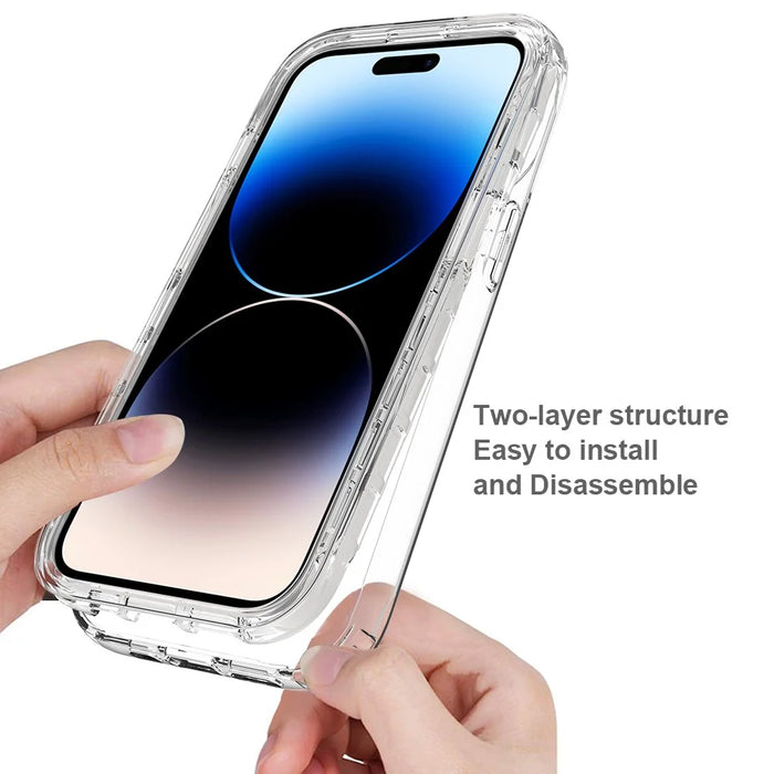 For iPhone 15 Protective Case Clear Anti-drop TPU+PC Phone Cover - Transparent - 2