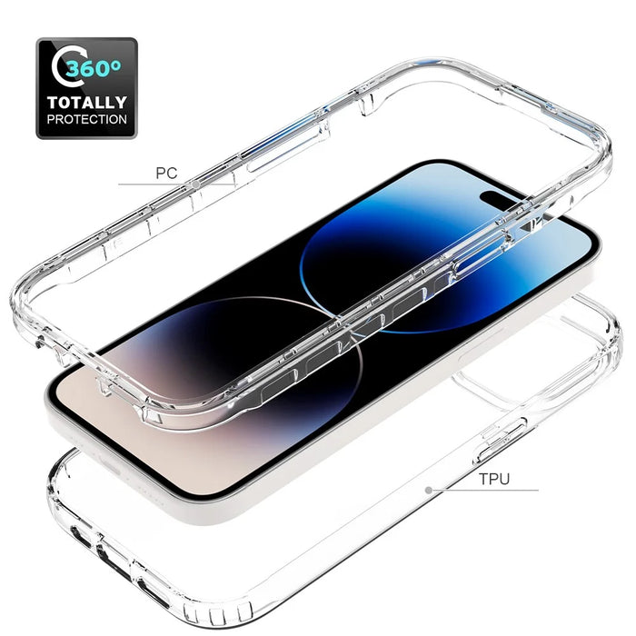 For iPhone 15 Protective Case Clear Anti-drop TPU+PC Phone Cover - Transparent - 3