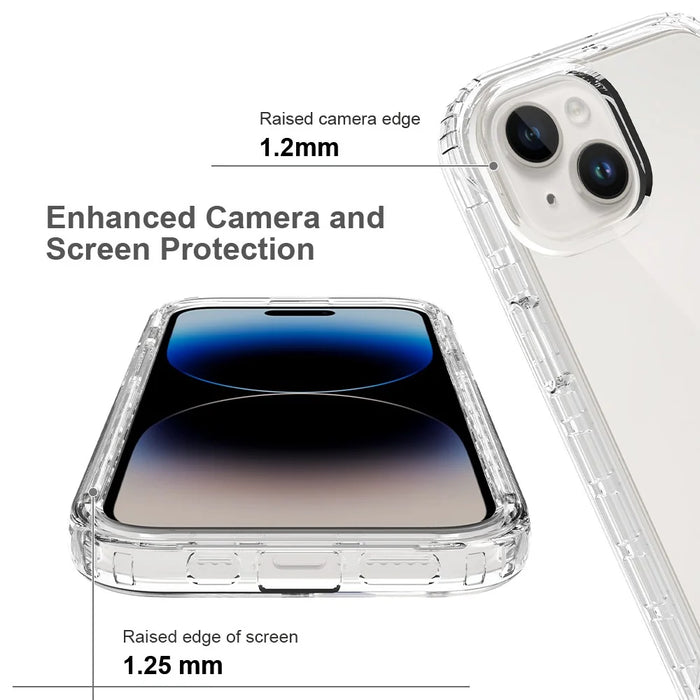 For iPhone 15 Protective Case Clear Anti-drop TPU+PC Phone Cover - Transparent - 4