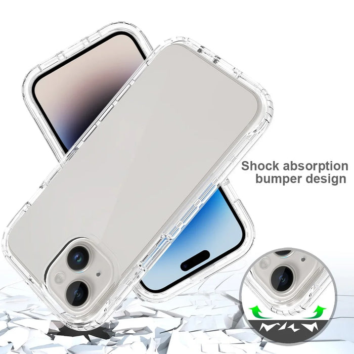 For iPhone 15 Protective Case Clear Anti-drop TPU+PC Phone Cover - Transparent - 5