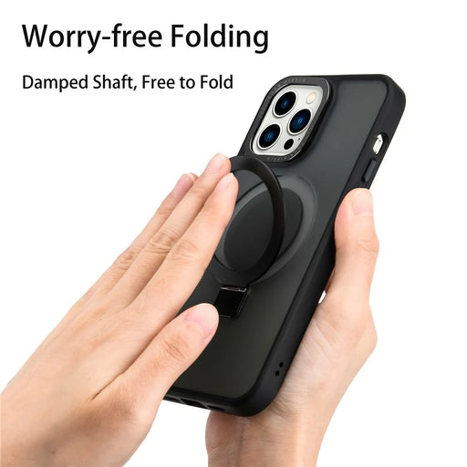 For iPhone 12 / 12 Pro Matte Phone Case Compatible with MagSafe TPU+PC Kickstand Magnetic Cover - Sapphire - 2