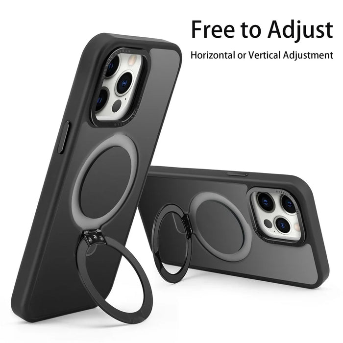 For iPhone 12 / 12 Pro Matte Phone Case Compatible with MagSafe TPU+PC Kickstand Magnetic Cover - Sapphire - 3