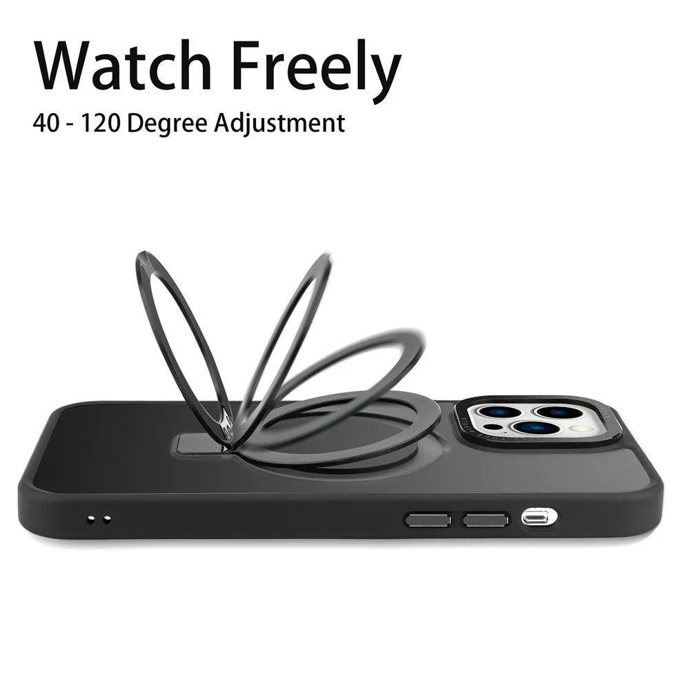 For iPhone 12 / 12 Pro Matte Phone Case Compatible with MagSafe TPU+PC Kickstand Magnetic Cover - Sapphire - 5