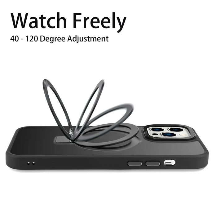 For iPhone 12 / 12 Pro Matte Phone Case Compatible with MagSafe TPU+PC Kickstand Magnetic Cover - Sapphire - 5