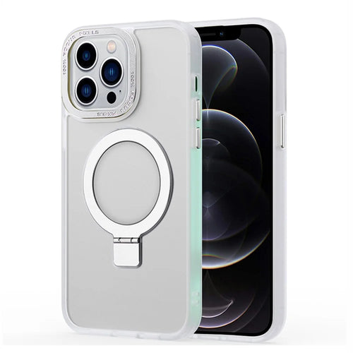 Magnetic Case for iPhone 12 Pro Max , Kickstand TPU+PC Matte Phone Cover Compatible with MagSafe - White - 1