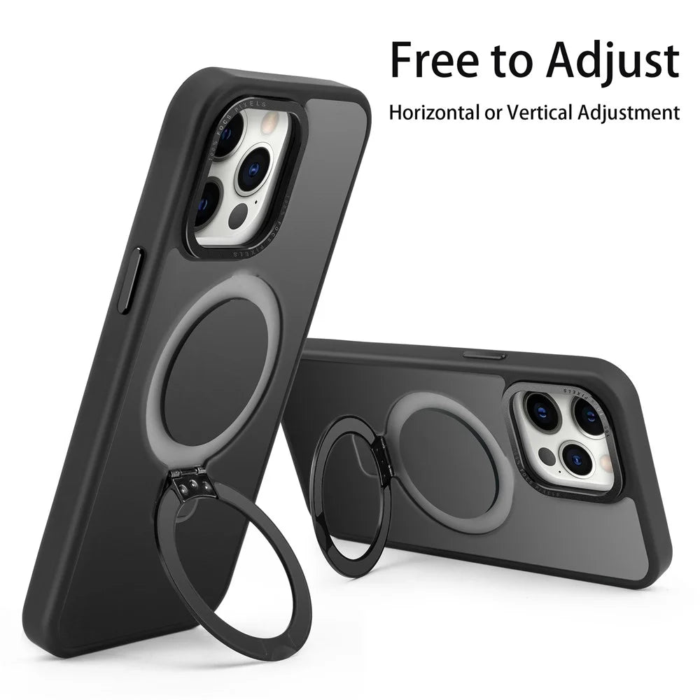 Magnetic Case for iPhone 12 Pro Max , Kickstand TPU+PC Matte Phone Cover Compatible with MagSafe - White - 3