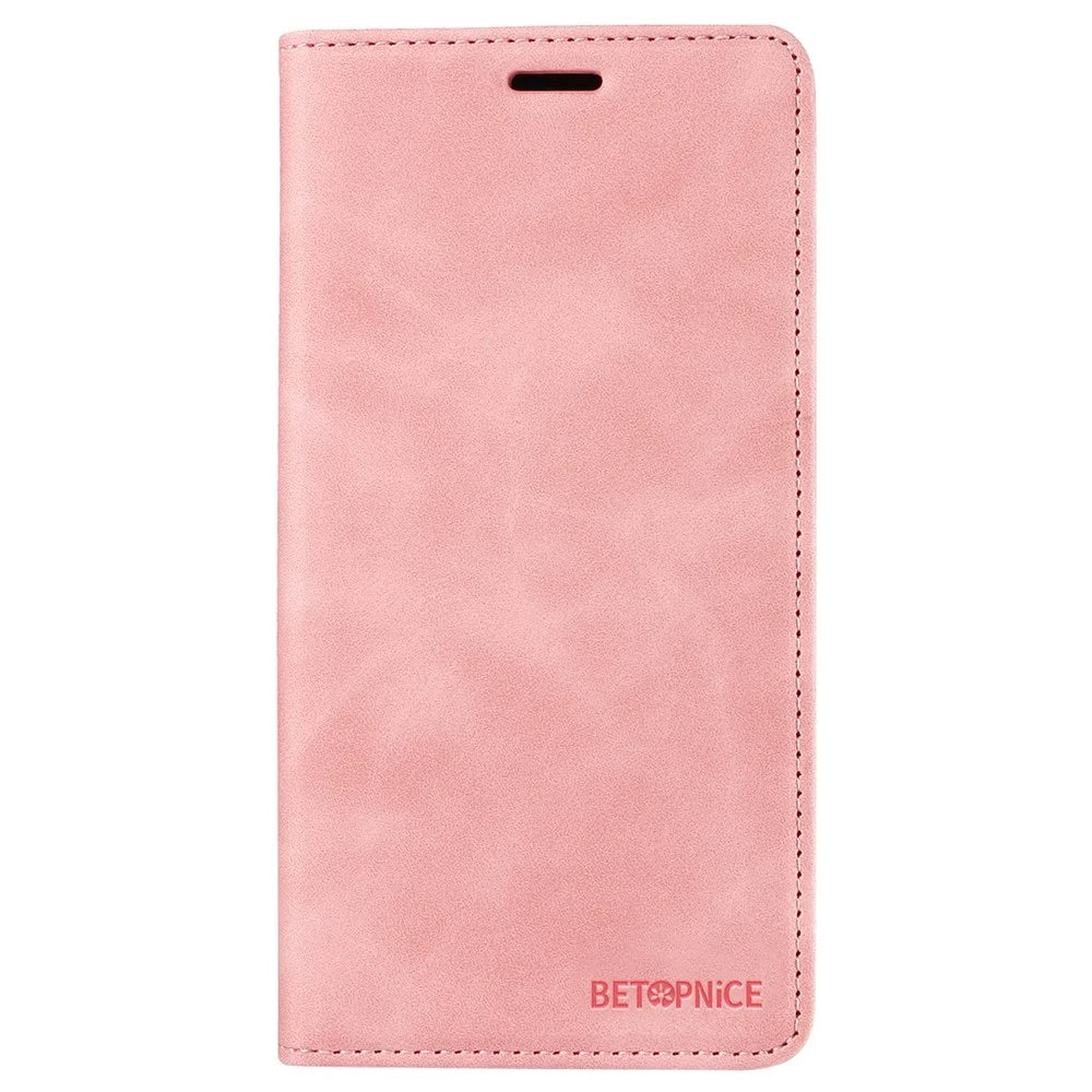 BETOPNICE 003 PU Leather Flip Cover for iPhone 15 Plus , RFID Blocking Stand Wallet Phone Case - Pink - 7
