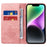 BETOPNICE 003 For iPhone 15 Fully Wrapped PU Leather Cover RFID Blocking Stand Wallet Phone Case - Pink - 2