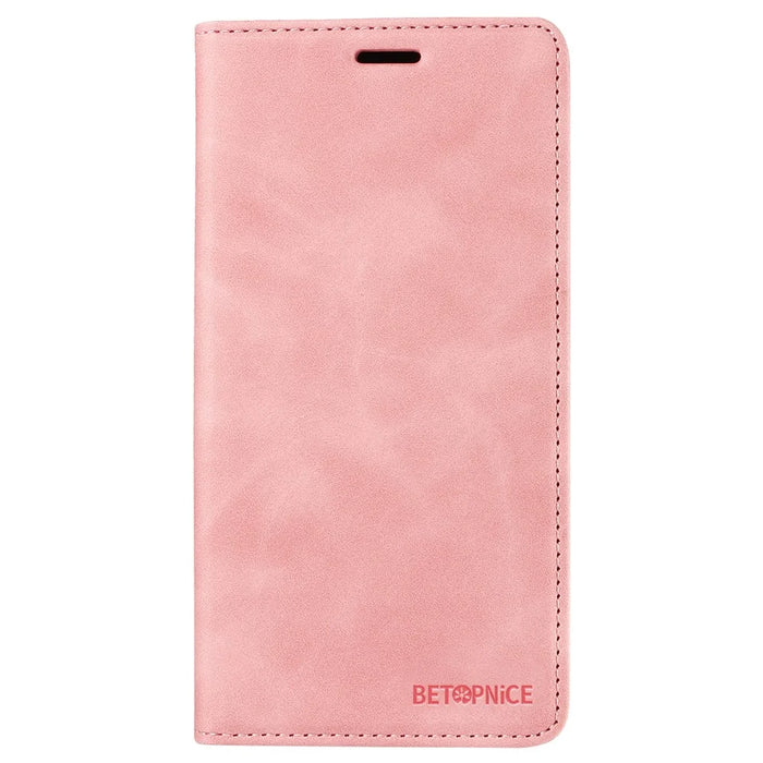 BETOPNICE 003 For iPhone 15 Fully Wrapped PU Leather Cover RFID Blocking Stand Wallet Phone Case - Pink - 7