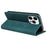BETOPNICE 003 For iPhone 15 Pro Full Protection Phone Case PU Leather Cover RFID Blocking Stand Wallet Shell - Green - 4