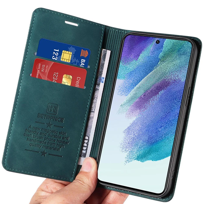 BETOPNICE 003 Anti-drop Phone Case for Samsung Galaxy S21+ 5G RFID Blocking Leather Wallet Stand Cover - Green - 5