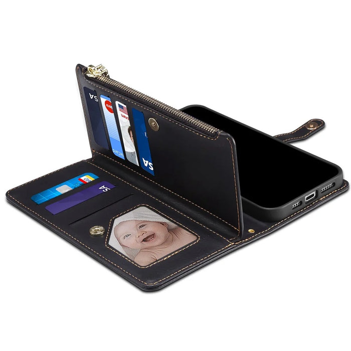 ESEBLE for Samsung Galaxy A25 5G (Global) (161mm) Wallet Stand Phone Case RFID Blocking Leather Cover - Black - 5