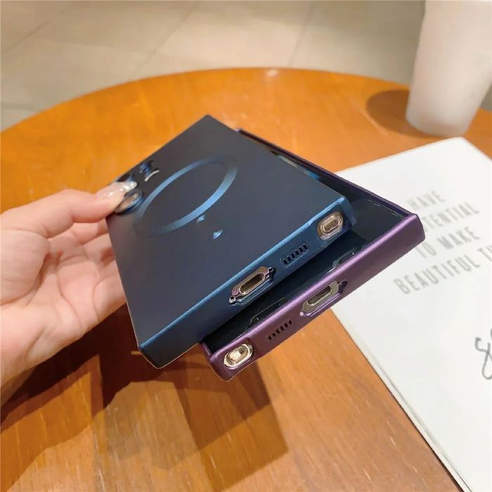 For Samsung Galaxy S22 Ultra 5G TPU Phone Case Magnetic Case Rubberized Phone Cover - Silver - 7