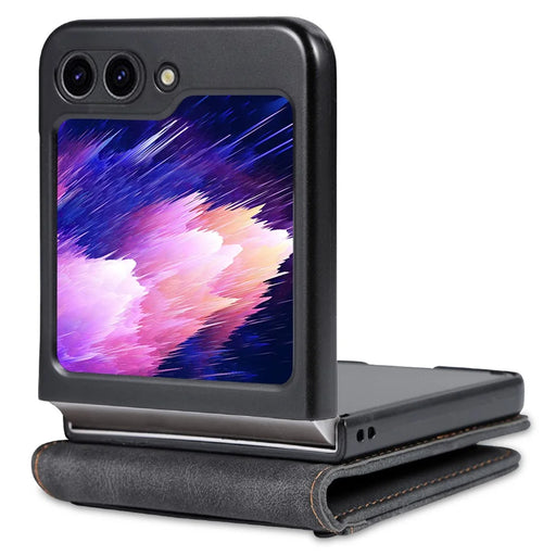 AZNS For Samsung Galaxy Z Flip5 5G PU Leather Phone Case Kickstand Card Slots Cover - Black - 2