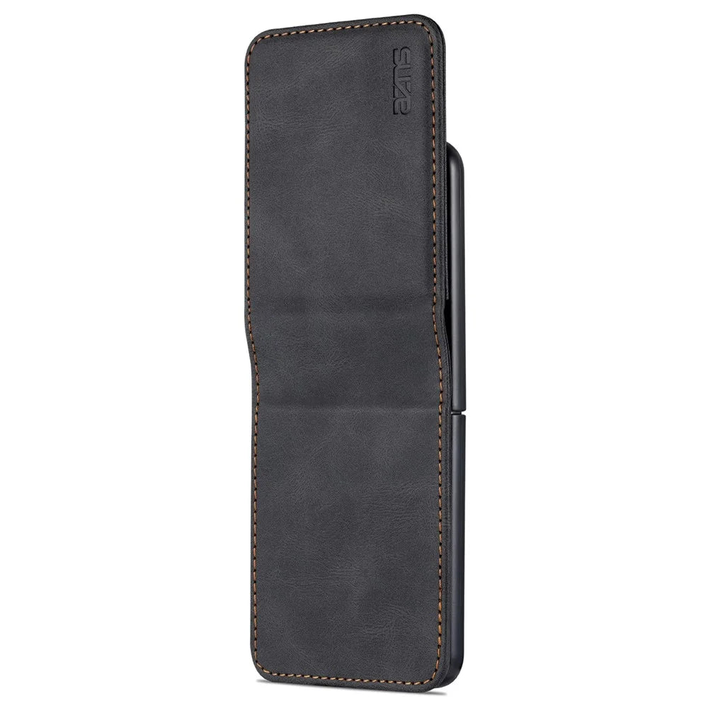 AZNS For Samsung Galaxy Z Flip5 5G PU Leather Phone Case Kickstand Card Slots Cover - Black - 7