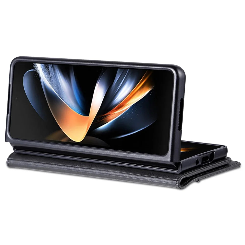 AZNS For Samsung Galaxy Z Fold5 5G PU Leather Wallet Case Flip Folio Stand Phone Cover - Black - 4