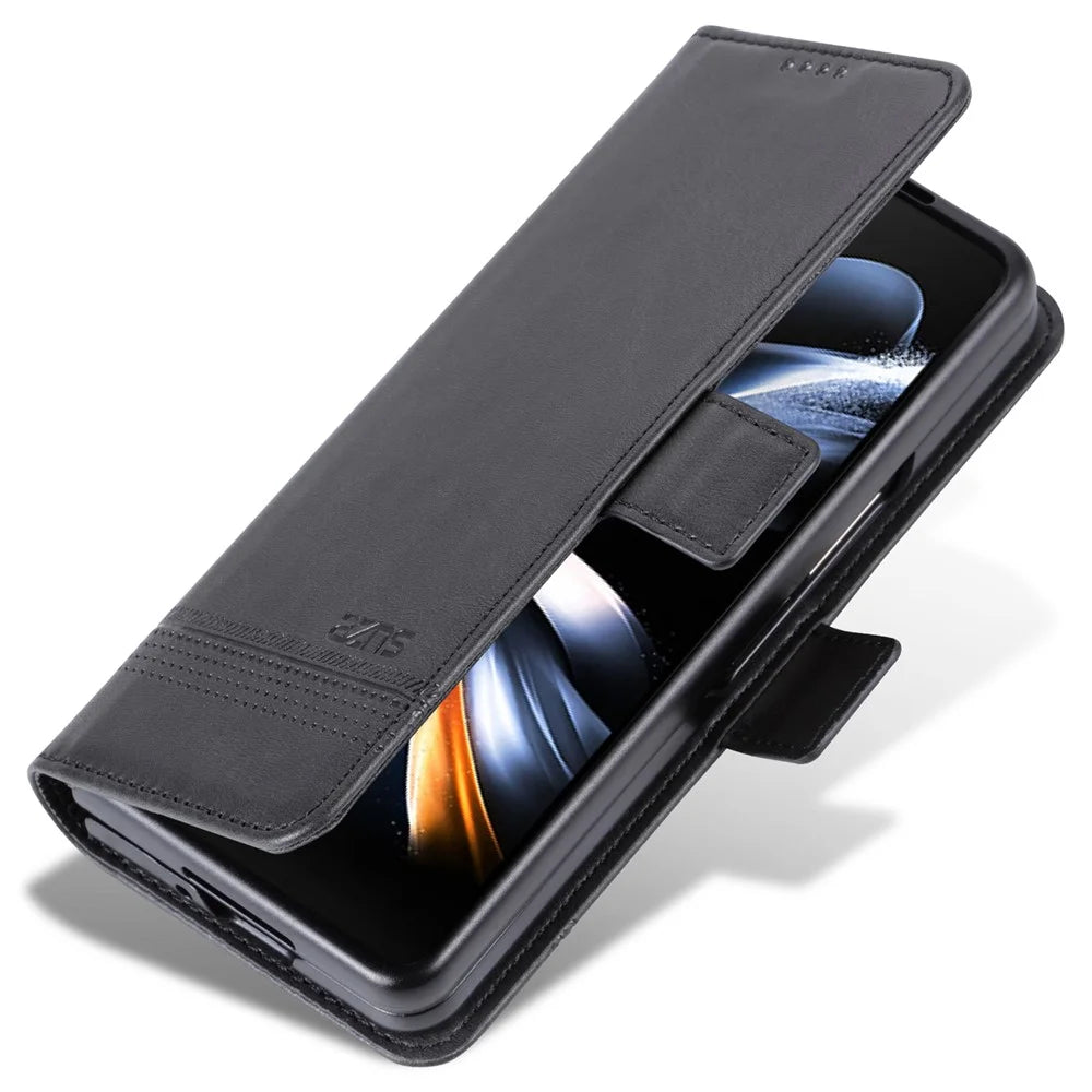 AZNS For Samsung Galaxy Z Fold5 5G PU Leather Wallet Case Flip Folio Stand Phone Cover - Black - 6