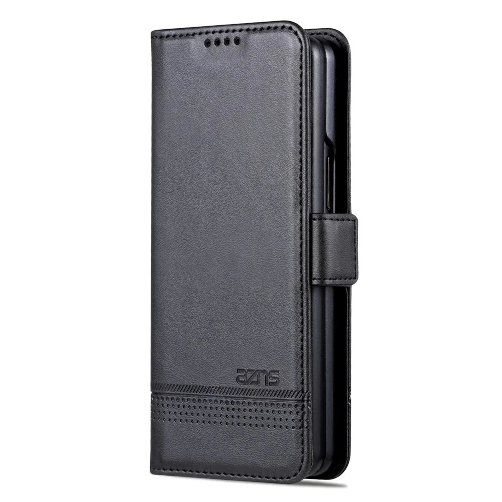 AZNS For Samsung Galaxy Z Fold5 5G PU Leather Wallet Case Flip Folio Stand Phone Cover - Black - 7