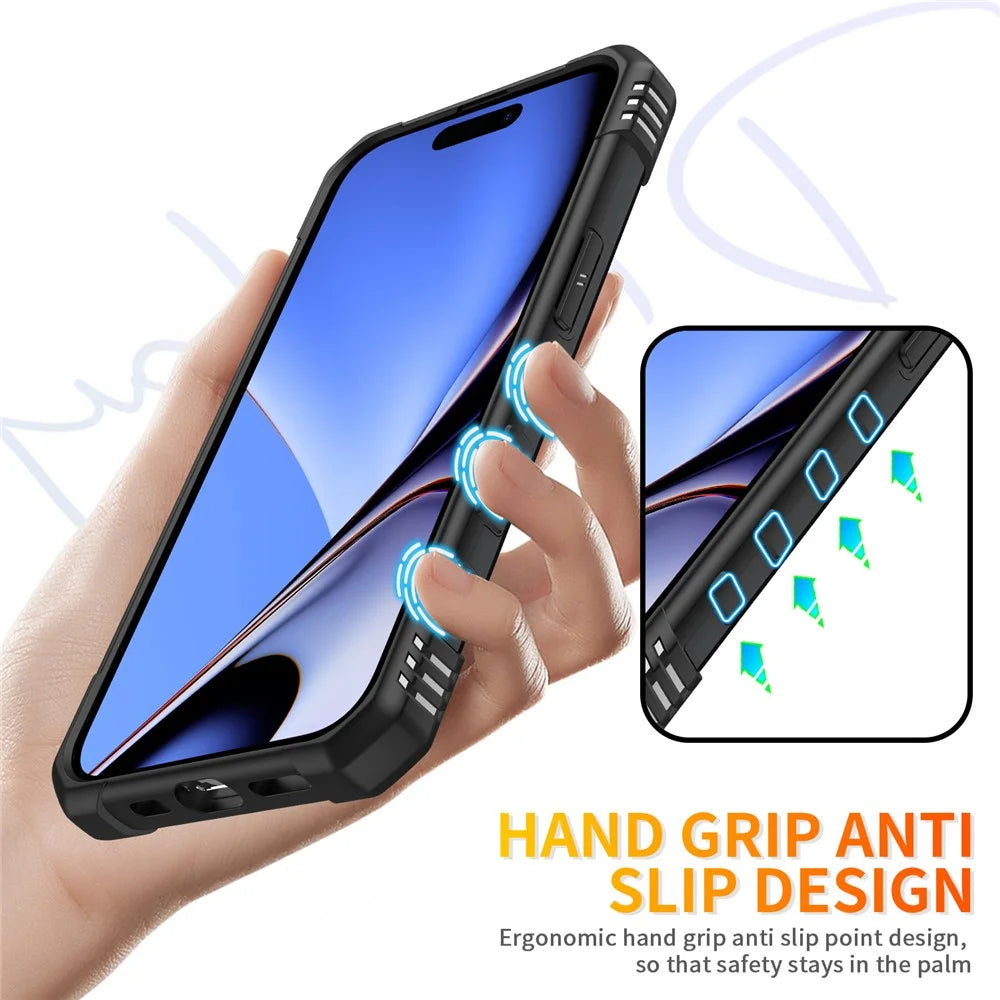 For iPhone 15 Plus Kickstand Case Work with Magnetic Car Mount PC+ TPU Phone Cover - Black - 3