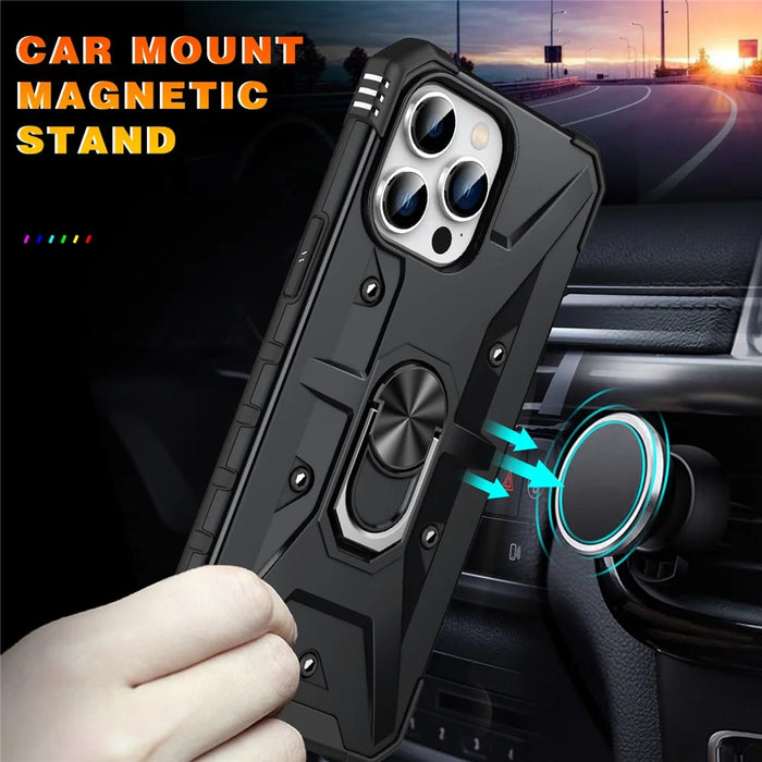 For iPhone 15 Pro Max Anti-Slip PC+ TPU Phone Case Kickstand Shockproof Protective Cover - Black - 7
