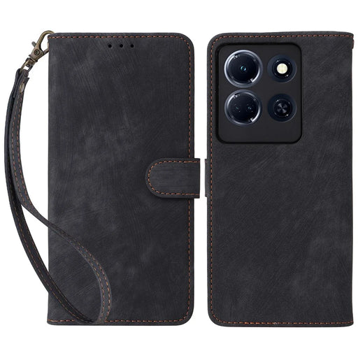 For Infinix Note 30 4G X6833B / X6716B Phone Cover RFID Blocking Wallet Leather Stand Case with Strap - Black - 1