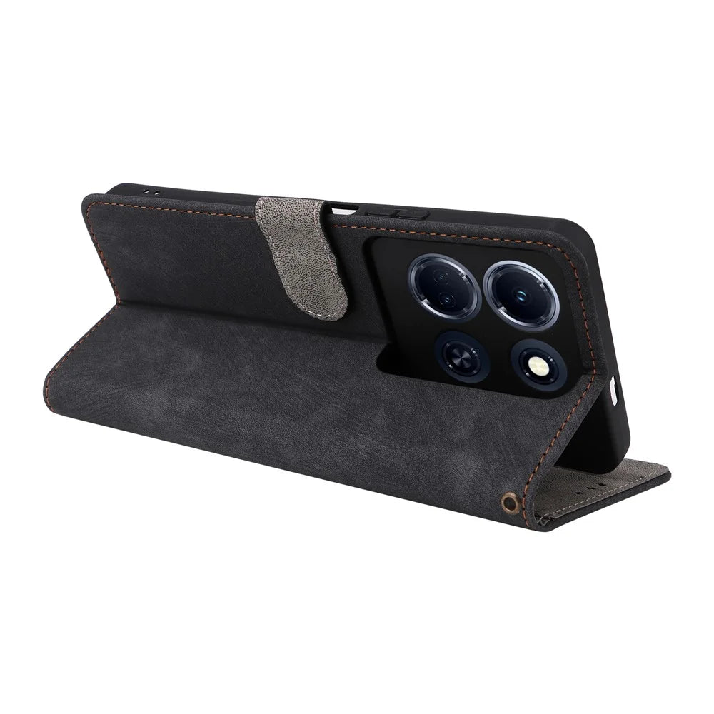 For Infinix Note 30 4G X6833B / X6716B Phone Cover RFID Blocking Wallet Leather Stand Case with Strap - Black - 4