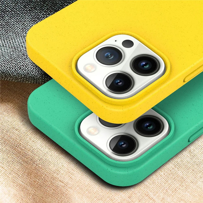 For iPhone 15 Pro Starry Sky Series Matte Phone Cover Wheat Straw+TPU Eco-Friendly Back Case - Green - 5