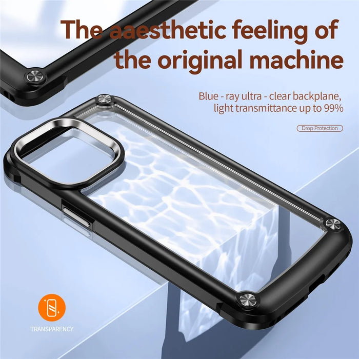 PC+TPU Phone Case for iPhone 15 Pro Max Anti-Drop Alloy Lens Frame Protective Phone Cover - Black - 3