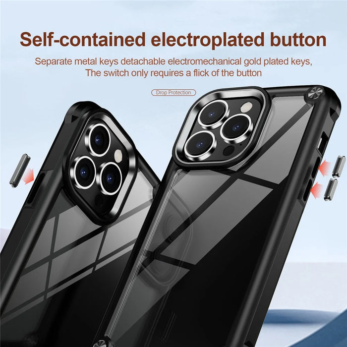 PC+TPU Phone Case for iPhone 15 Pro Max Anti-Drop Alloy Lens Frame Protective Phone Cover - Black - 4