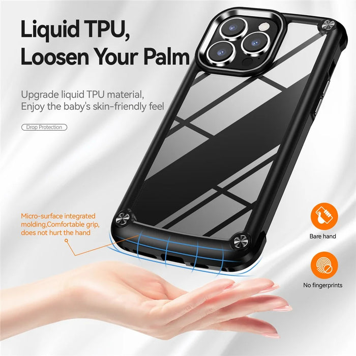 PC+TPU Phone Case for iPhone 15 Pro Max Anti-Drop Alloy Lens Frame Protective Phone Cover - Black - 7