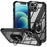 For iPhone 15 Plus Ring Kickstand Phone Case Alloy Lens Frame PC + TPU Protective Cover - Black - 1