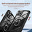 For iPhone 15 Plus Ring Kickstand Phone Case Alloy Lens Frame PC + TPU Protective Cover - Black - 3