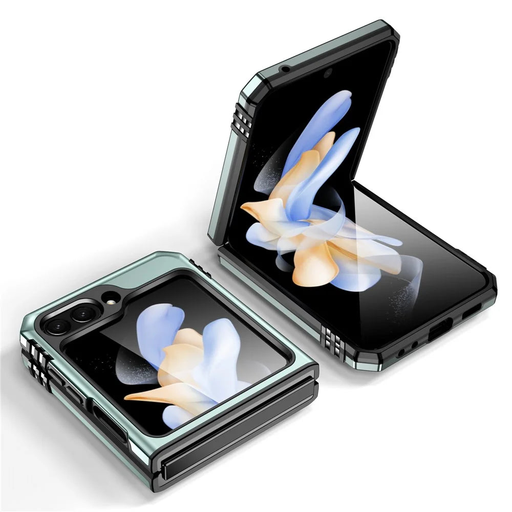 For Samsung Galaxy Z Flip5 5G Armor Series PC + TPU Anti-drop Phone Case Metal Kickstand Cover - Green - 2
