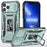 For iPhone 15 Pro Max Armor Series Metal Kickstand Cover Slide Camera Lid PC+TPU Phone Case - Green - 1